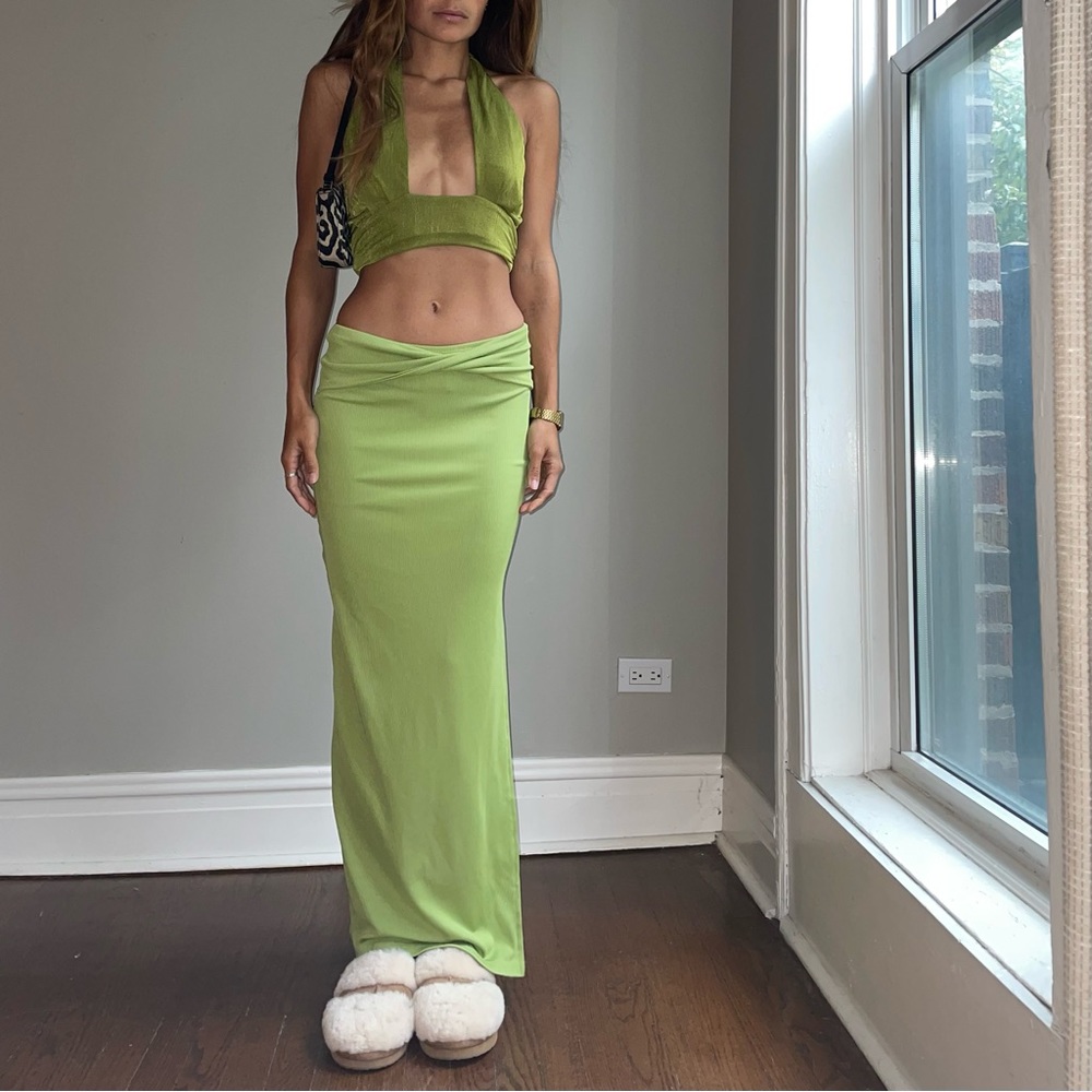 Gorgeous Grass Green Lined  Princess Molly Maxi Long Skirt